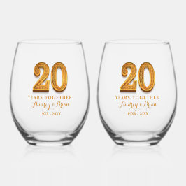 創立20周年パーソナライズされた ステムなしワイングラス