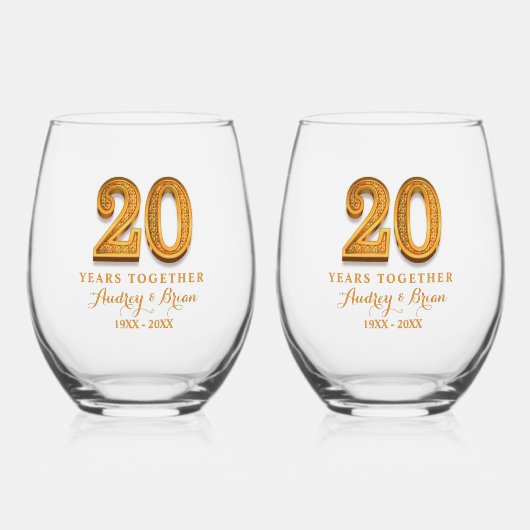 創立20周年パーソナライズされた ステムなしワイングラス (正面)