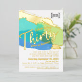 創立30周年記念金ゴールド芸術 箔招待状 (立ち正面)