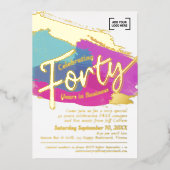 創立40周年記念金ゴールド 箔招待状 (正面)