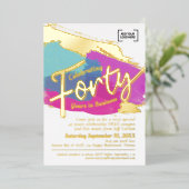 創立40周年記念金ゴールド 箔招待状 (立ち正面)