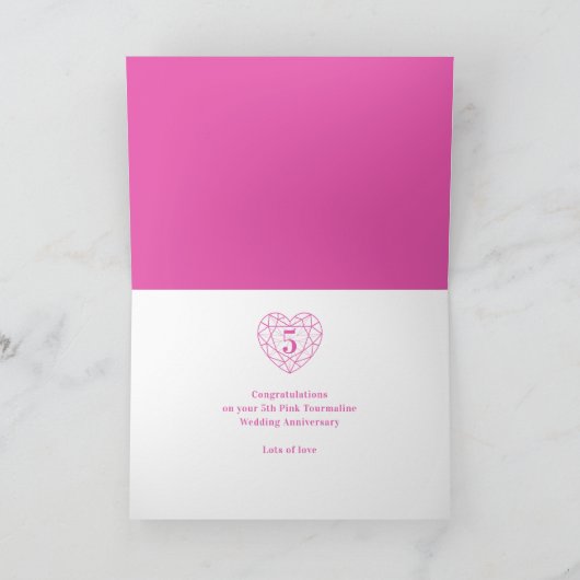 創立5周年記念結婚ハートピンクトルマリン カード (内部)