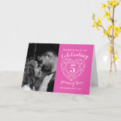 創立5周年記念結婚ハートピンクトルマリン カード (黄色い花)