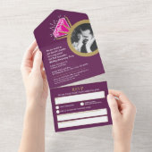 創立5周年記念結婚パーティーピンクトルマリン オールインワン招待状 (貼ってはがせる)