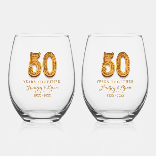 創立50周年パーソナライズされた ステムなしワイングラス (正面)