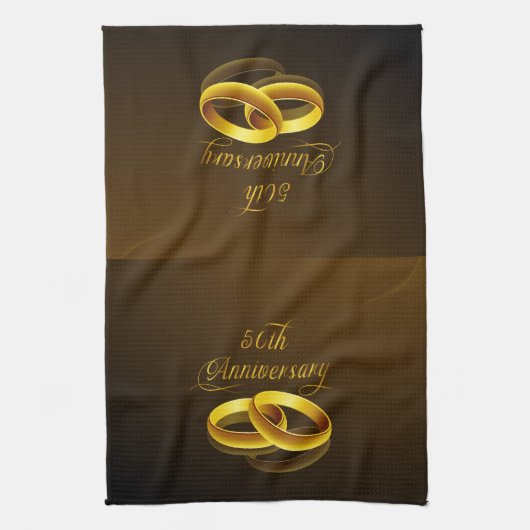 創立50周年 |金ゴールドスクリプト キッチンタオル (縦)