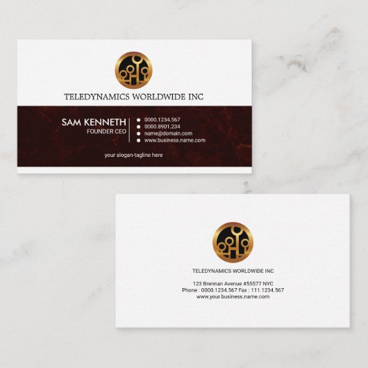 創設者CEOの赤くグランジでスタイリッシュなレトロの二重調子 名刺 (正面/裏面)
