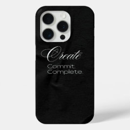 「創造せよ。決断せよ。成し遂げよ。」ミニマリストタイポグラフィ iPhone 15 PROケース