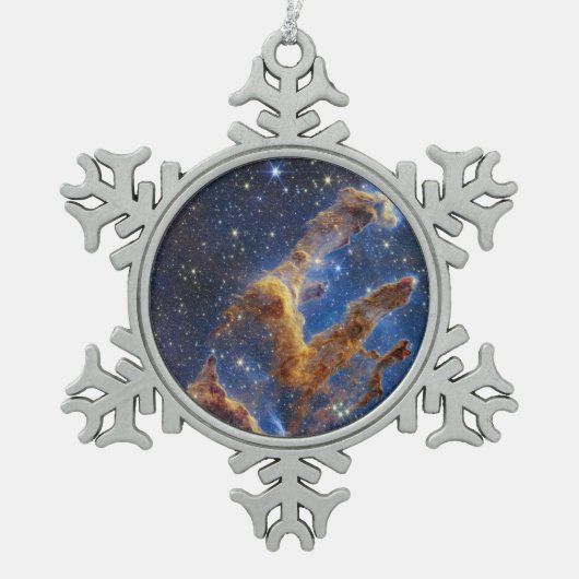 創造の柱はTレックス スノーフレークピューターオーナメント (正面)