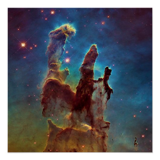 創造の柱 ワシ星雲 抽象的な宇宙 ポスター (正面)