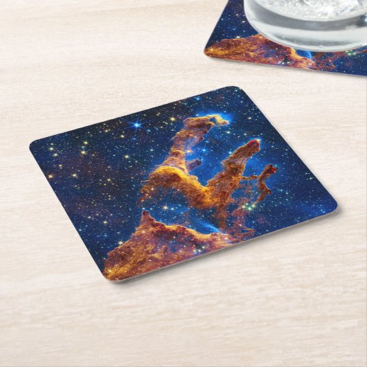 創造の柱 – James Webb NIRCam天文学 スクエアペーパーコースター (アングル)