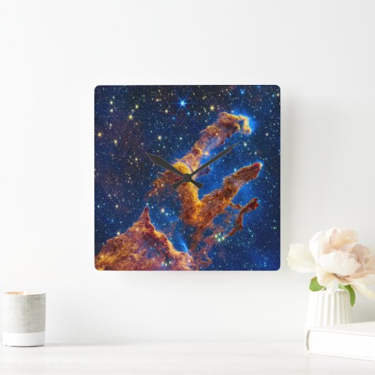 創造の柱 – James Webb NIRCam天文学 スクエア壁時計 (ホーム)