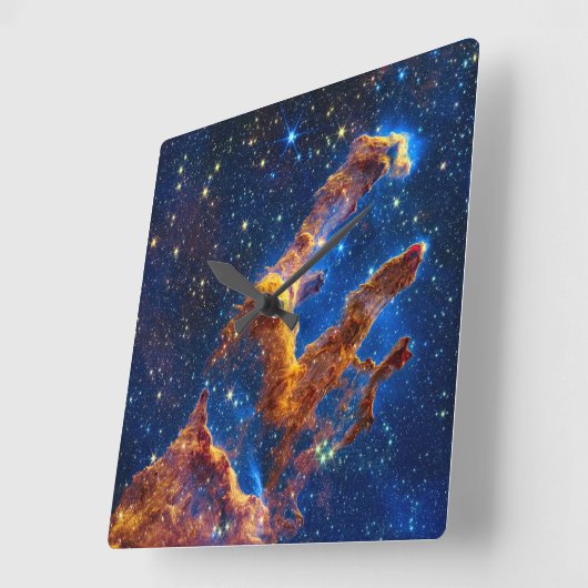 創造の柱 – James Webb NIRCam天文学 スクエア壁時計 (傾斜)