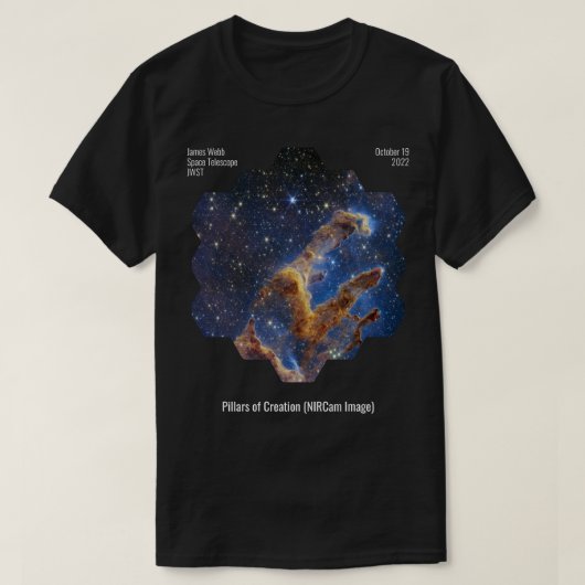 創造の柱(NIRCam Image) James Webb JWST Tシャツ (デザイン正面)