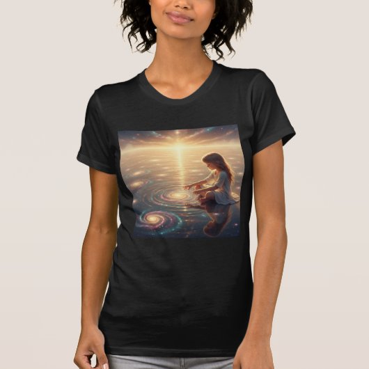 創造の波紋 - 宇宙の光のインナーチャイルド Tシャツ (正面)