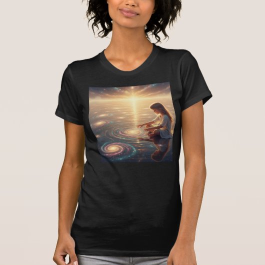 創造の波紋 - 宇宙の光のインナーチャイルド Tシャツ (正面)
