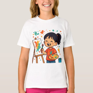 創造力豊かな小さなアーティストの女の子 - カラフルな絵画  Tシャツ