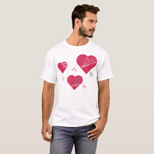 創造性と教育の要素が融合したハートシンボル Tシャツ (正面フル)