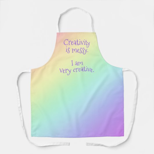 創造性は汚いレインボーおもしろいエプロン エプロン (正面)