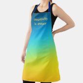 「創造性は汚い」青と黄色グラデーション エプロン (インサイチュ)
