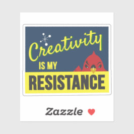 「創造性は私の抵抗」コンパクトな長方形 シール