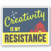 「創造性は私の抵抗」コンパクトな長方形 シール (正面)