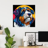 創造性を発揮する鮮やか犬 ポスター (ホームオフィス)