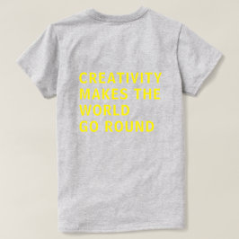 創造性引用文イエロータイポグラフィバックプリントグレー Tシャツ