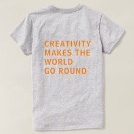 創造性引用文オレンジタイポグラフィバックプリントグレー Tシャツ