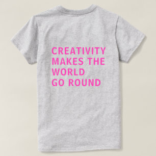 創造性引用文ピンクタイポグラフィバックプリントグレー Tシャツ