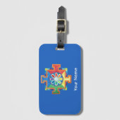 創造曼荼羅の青い背景 ラゲッジタグ (正面縦)