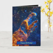 創造柱 – ハッピーバースデー宇宙写真 カード (黄色い花)