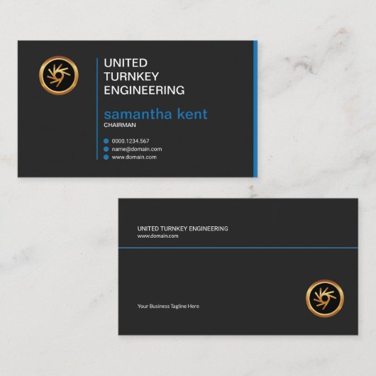 創造的でエレガントでシンプルなレトロの青い議長 名刺 (正面/裏面)