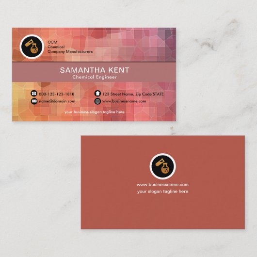 創造的でカラフルな多角形の分子の化学者 名刺 (正面/裏面)