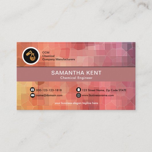 創造的でカラフルな多角形の分子の化学者 名刺 (正面)