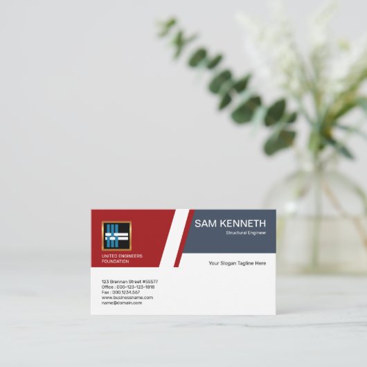 創造的でシンプルで革新的な構造工学技術者 名刺 (スタンド正面)