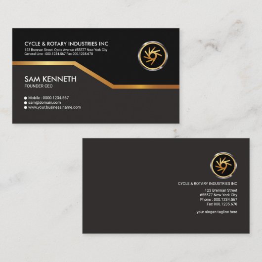 創造的でフェイクな金ゴールドラインシンプルで黒い創設者CEO 名刺 (正面/裏面)