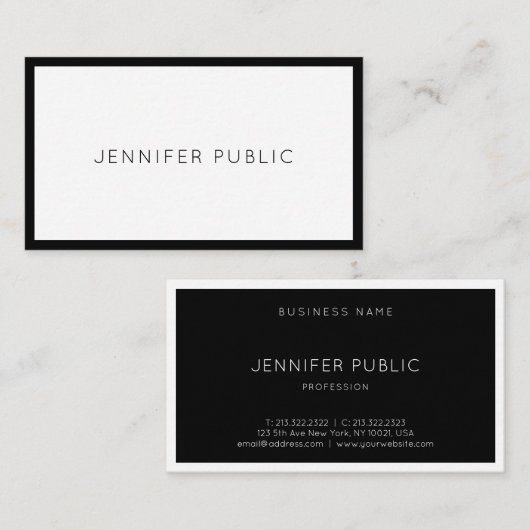 創造的でモダンでエレガントな白黒のカッコいいの平野 名刺 (正面/裏面)