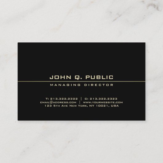創造的でモダンで黒い金ゴールドのミニマリストのカッコいいの平野 名刺 (裏面)
