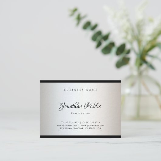 創造的でモダンな手書きのシンプルなテンプレートの上品 名刺 (スタンド正面)