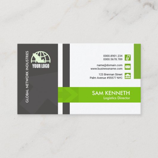 創造的でモダンな矢じりの配分兵站学 名刺 (正面)