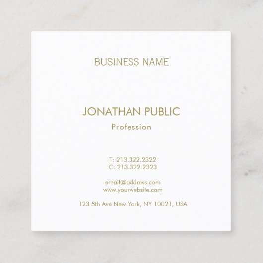 創造的でモダンな金ゴールドのモノグラムの頭が切れるで明白な贅沢 スクエア名刺 (裏面)