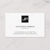 創造的でモノグラムのでモダンな白黒の平野 名刺 (裏面)