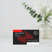 創造的で赤い構造ラインエンジニア 名刺 (スタンド正面)