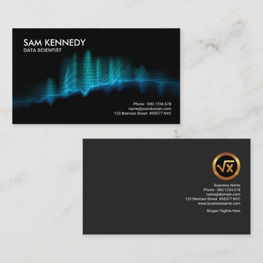 創造的で青い二進波の炎データ科学者 名刺 (正面/裏面)