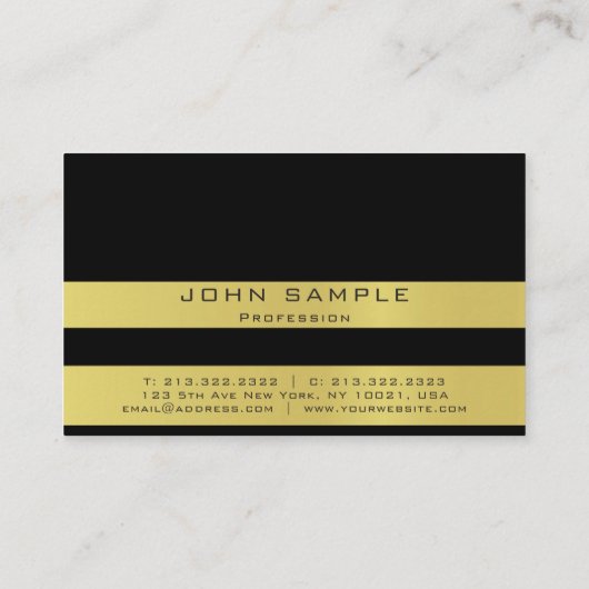 創造的で黒い金ゴールドの専門のシンプルな平野 名刺 (裏面)