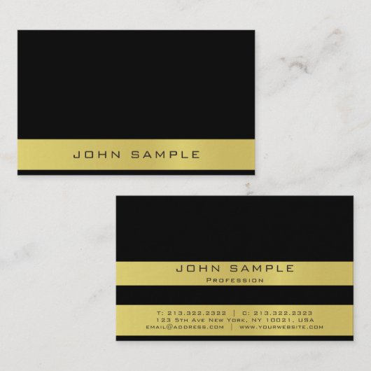創造的で黒い金ゴールドの専門のシンプルな平野 名刺 (正面/裏面)