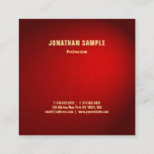 創造的で黒く赤いダマスク織のテンプレートの豪華なモダン スクエア名刺 (裏面)