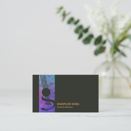 創造的なギターのスタイリッシュで青くグランジなミュージシャン 名刺 (スタンド正面)