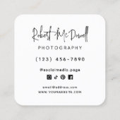 創造的なソーシャルメディアスタイルの写真家 スクエア名刺 (裏面)